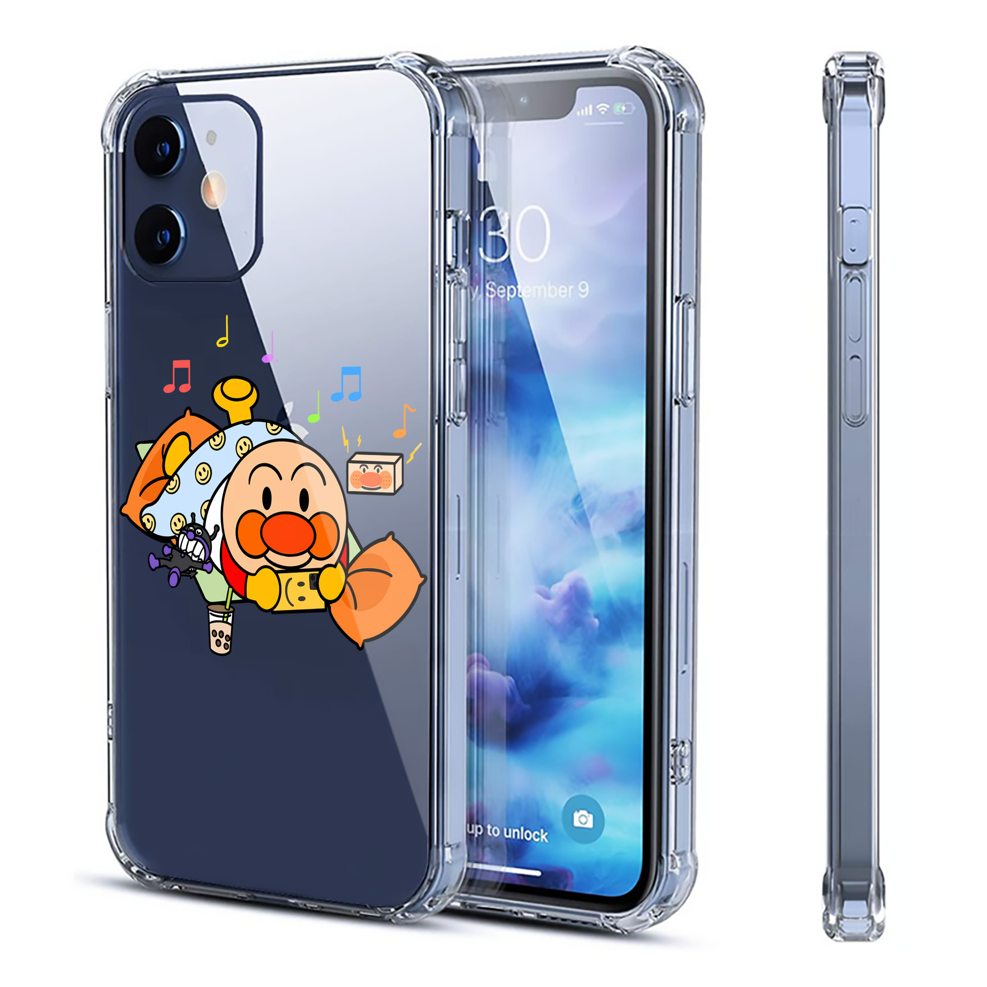 （画像用） アンパンマン Anpanman 【iPhone 12シリーズ対応】透明スマホケース（クリアソフトケース）